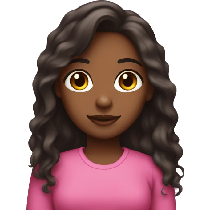 Pretty brown girl with dark long hair in pink emoji