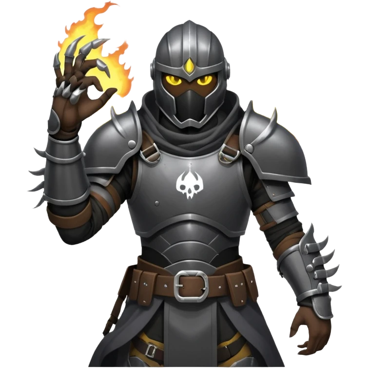 IRON FANG Look: Heavier dark armor with matte steel plates and claw marks Weapon: Retractable glowing energy claws from gauntlets Extras: Smoke bombs clipped to belt Vibe: Silent, intimidating, fiercely loyal Stance: Emerging from smoke, claws extended he is inspired by Mortal Kombat Ninjas emoji