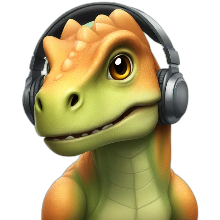 Dinosaur wearing headphones emoji
