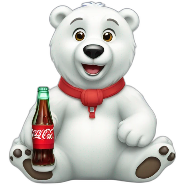Coca-Cola Polar Bear mascot with glass bottle emoji