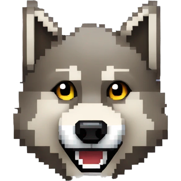 8 bit Pixel wolf  smiling emoji