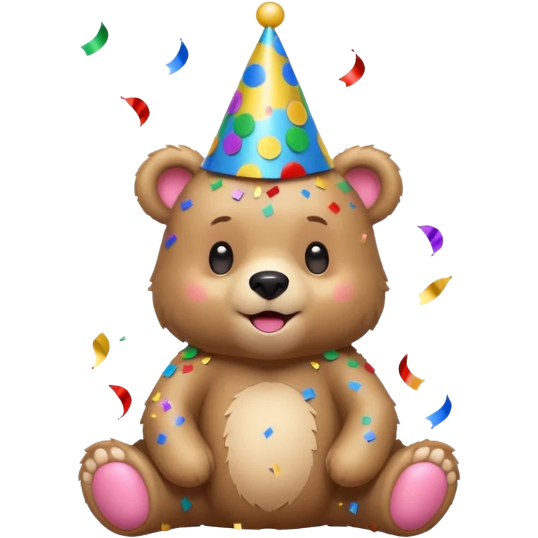 Partying bear cub with confetti  emoji