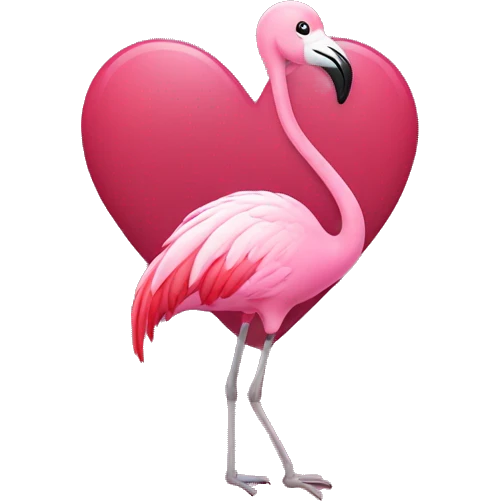 Flamingo in a heart emoji
