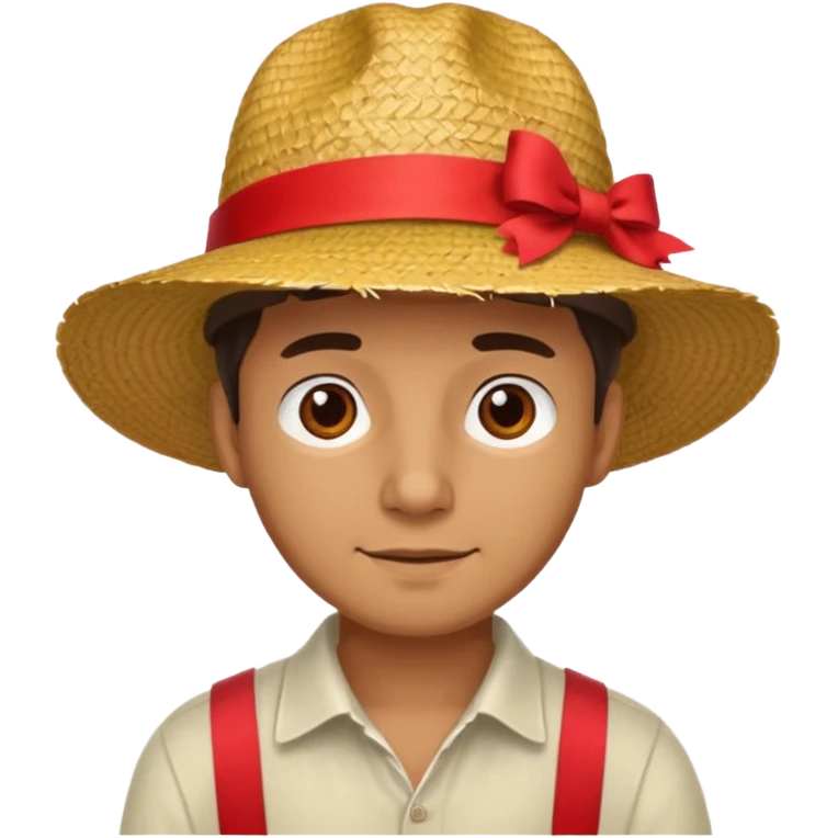 Chapeau de paille avec ruban rouge homme emoji
