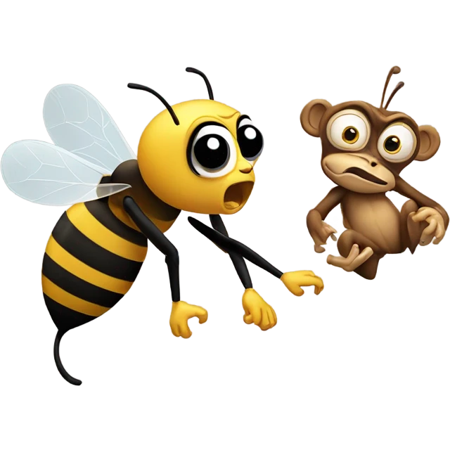 generate a bee stinging a monkey emoji