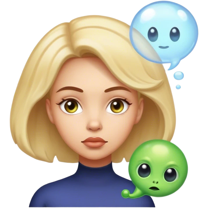 woman, thinking bubble alien inside emoji