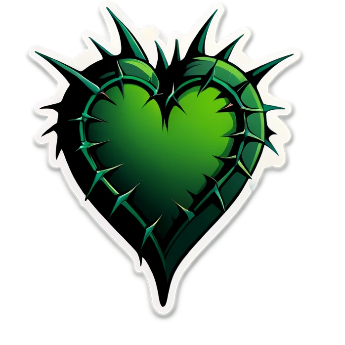 Black heart with green thorns wrapped aorund it emoji