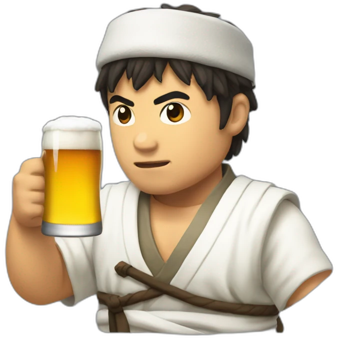 ryu-drinking-a-beer emoji