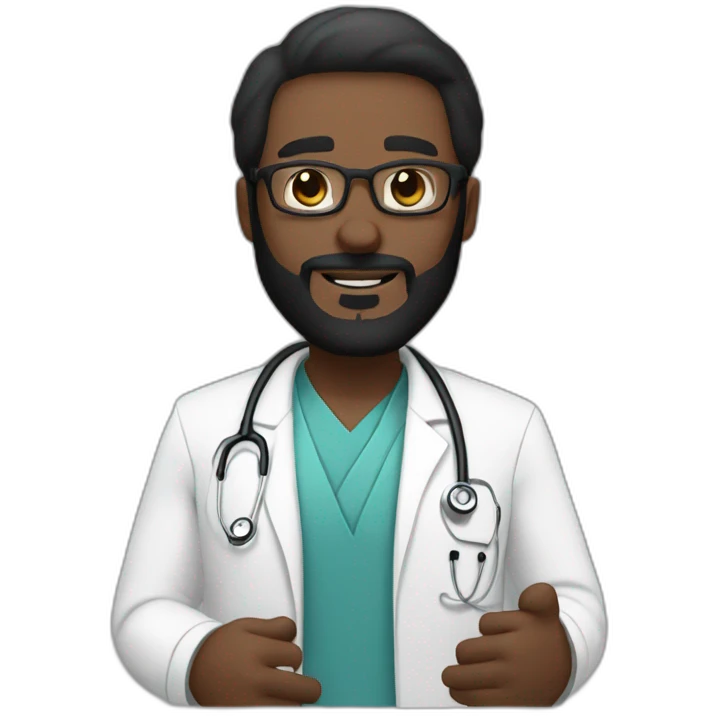 black bearded white skin Aesthetic doctor saying hello emoji
