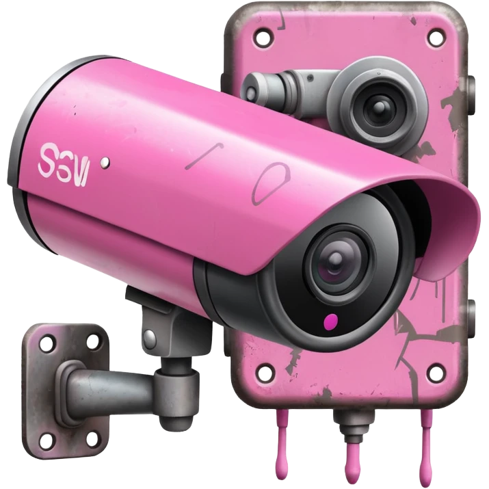 Security Camera pink with graffity emoji