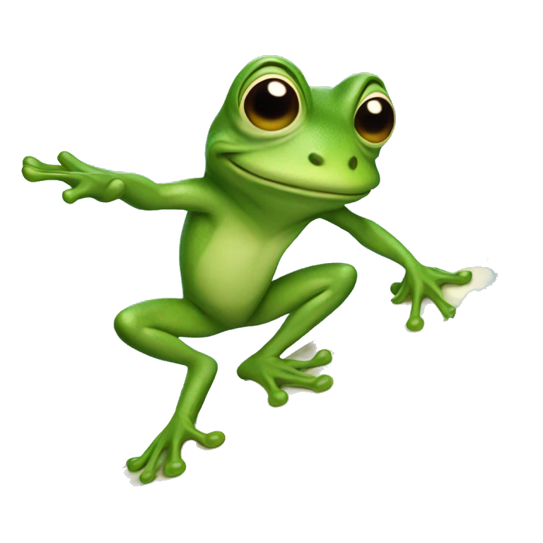 Frog riding surf board emoji