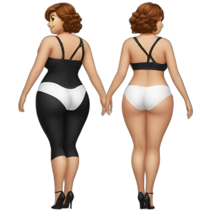 full-body-curvy-beauty-white-knickers-under black dressrear view emoji