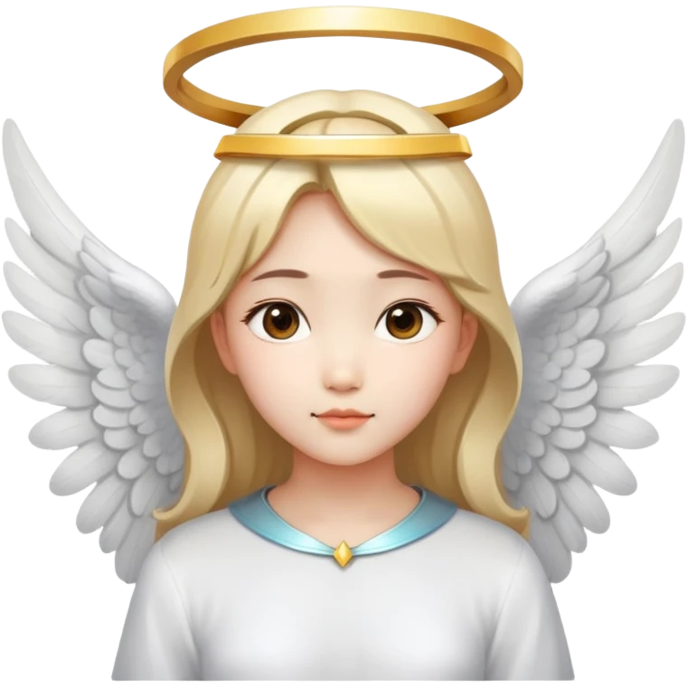 Asian girl with angel wings and halo emoji