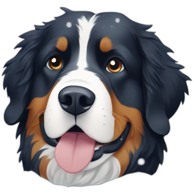 bernese mountain dog under big snowflakes tunnel emoji