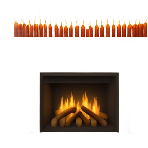 Romantic wood fireplace with tall tapered candles on mantle emoji