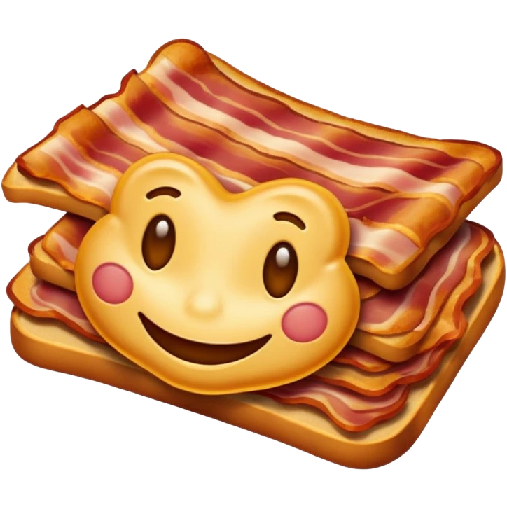 Cartoon streaky bacon with fa smile emoji