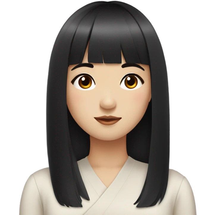korean girl with shoulder length straight black hair with bangs emoji
