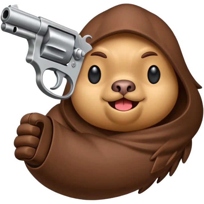 Une moto avec une tête de caca qui sourie avec un pistoler emoji