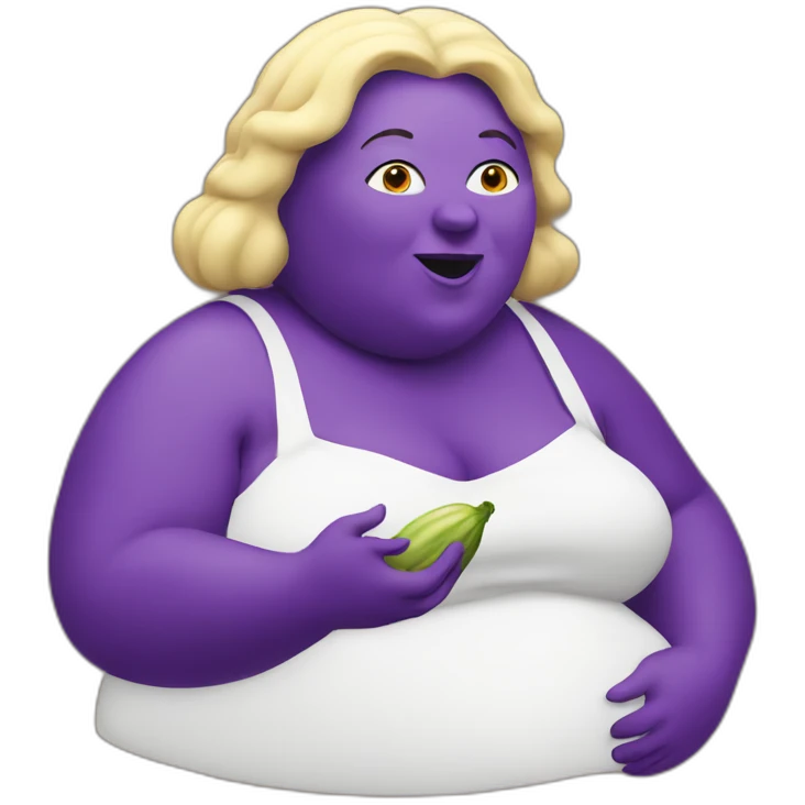 Fat lady eating an aubergine emoji