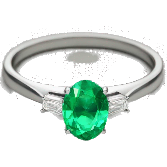 Oval cut emerald engagement ring silver emoji