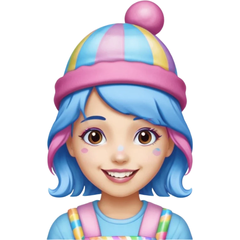 candy hatted girl from candyland blue pink mixed hair emoji