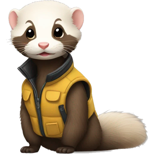 Ferret with sleeveless jacket with his first name Pascal written on it emoji