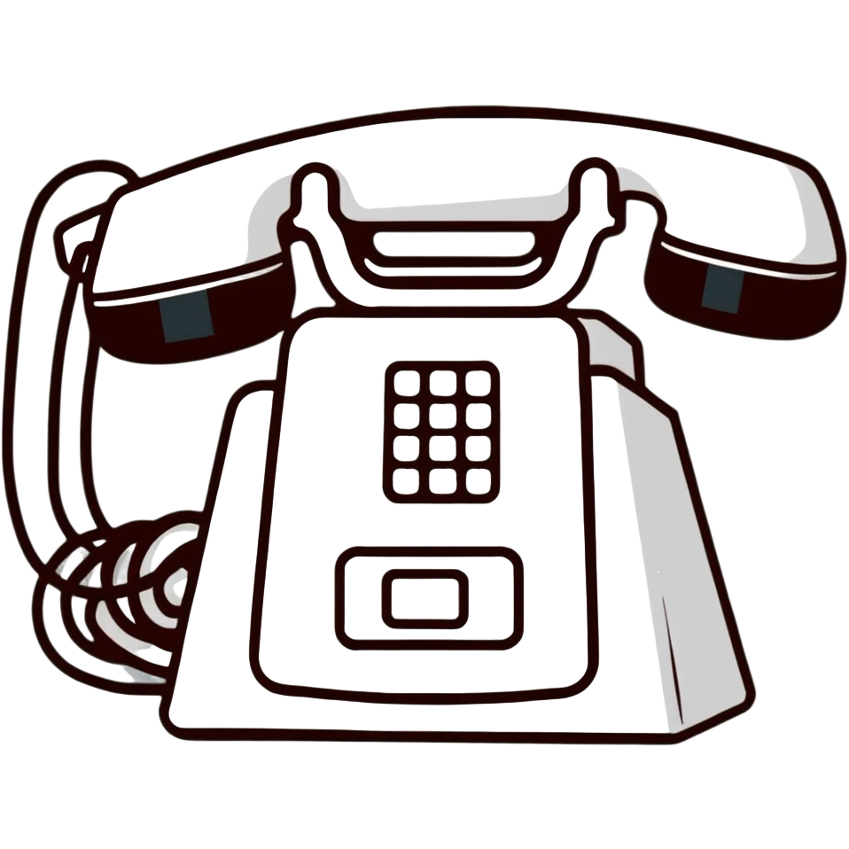 A retro corded telephone with spiral cord connecting handset to base emoji