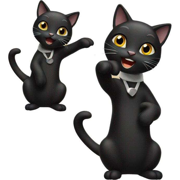 Black cat rapping emoji