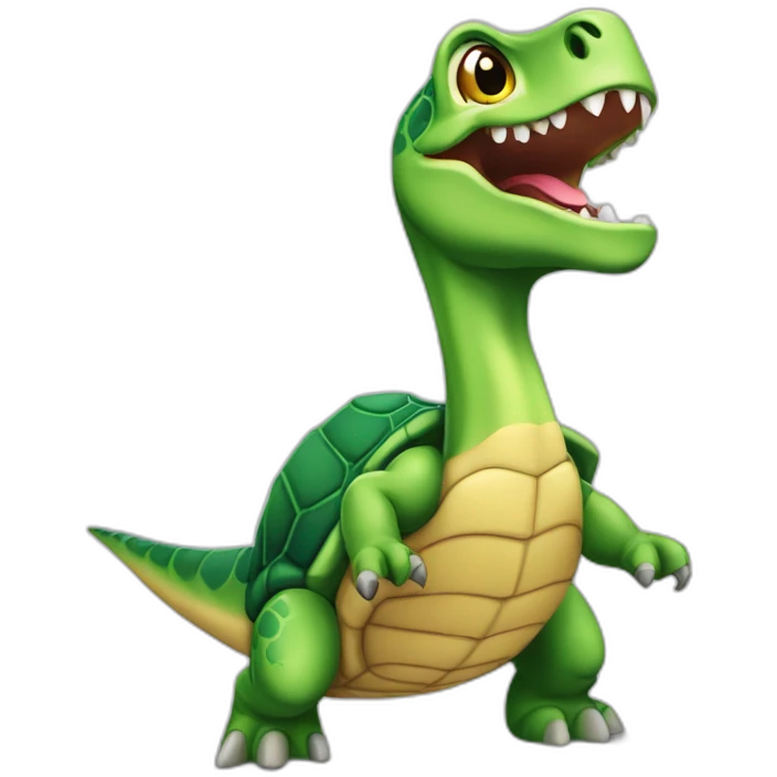Tortue sur dinosaure emoji