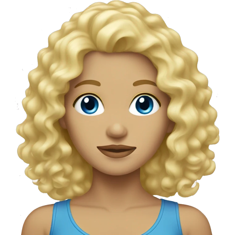 Blonde, curly, female, blue eyes emoji