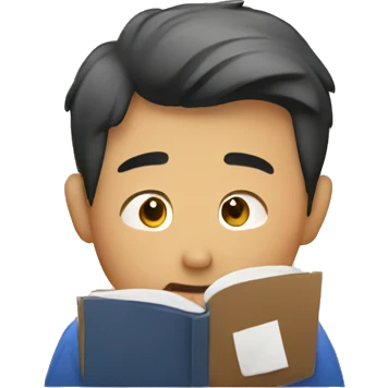 Asian man doing homework emoji