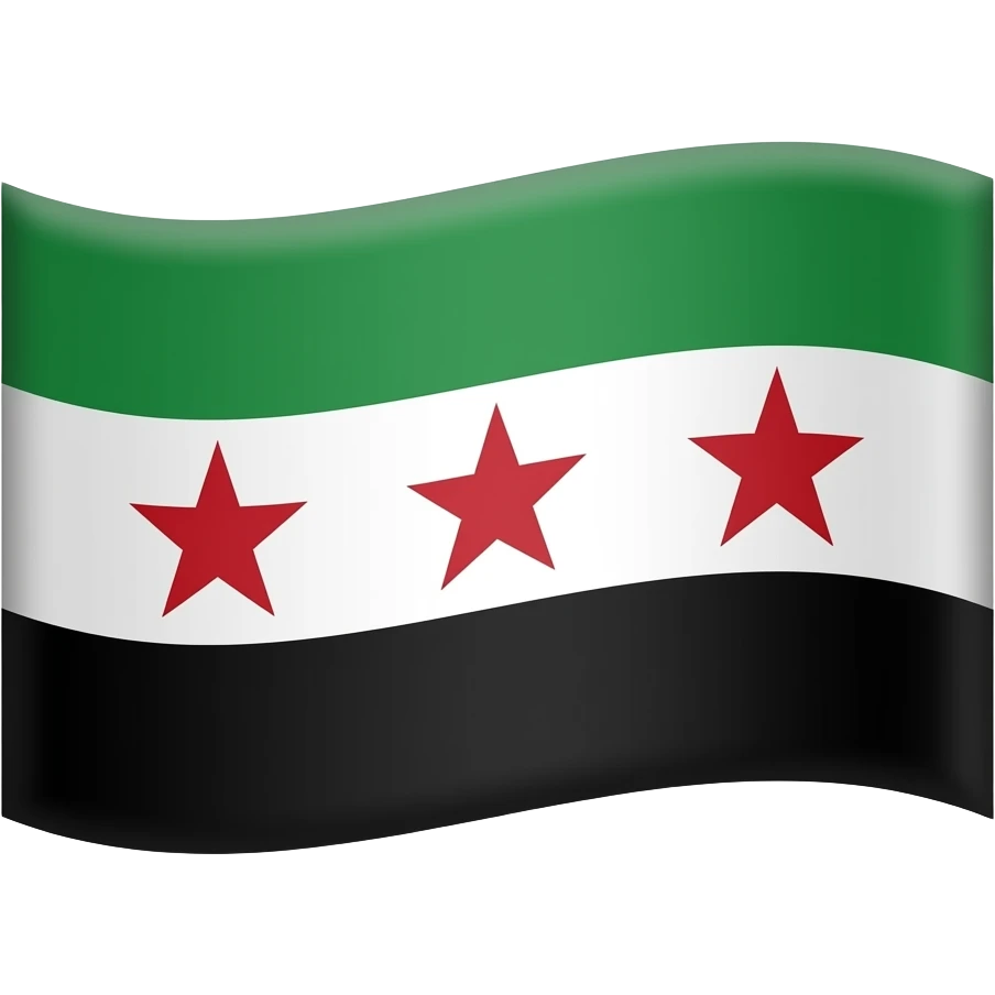 three horizontal stripes of green, white, and black, with three red stars centered in the white stripe. emoji