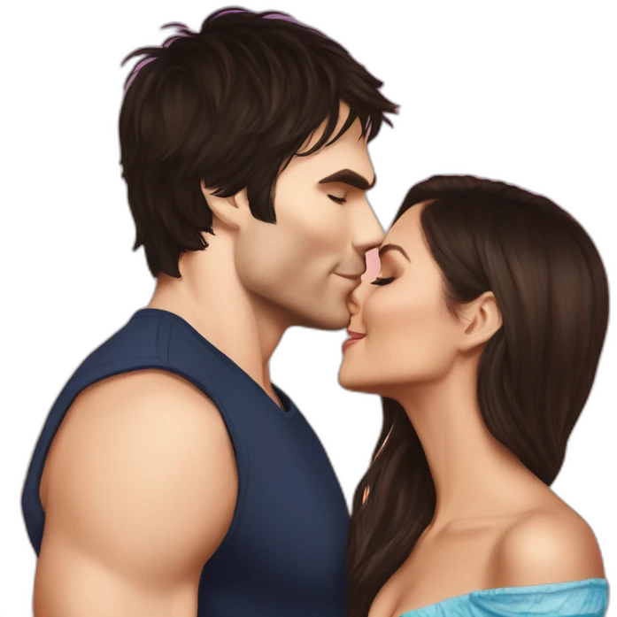 Ian Somerhalder kissing Nina Dobrev emoji