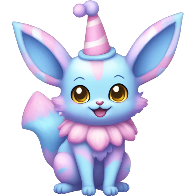 Kawaii Pastel Cotton-Candy-Colored Clown-Eeveelution-Cute-Pokémon-fusion full body emoji