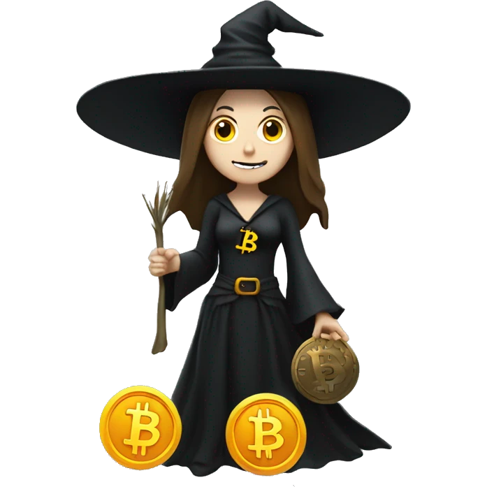 Witch with bitcoin, white skin  emoji