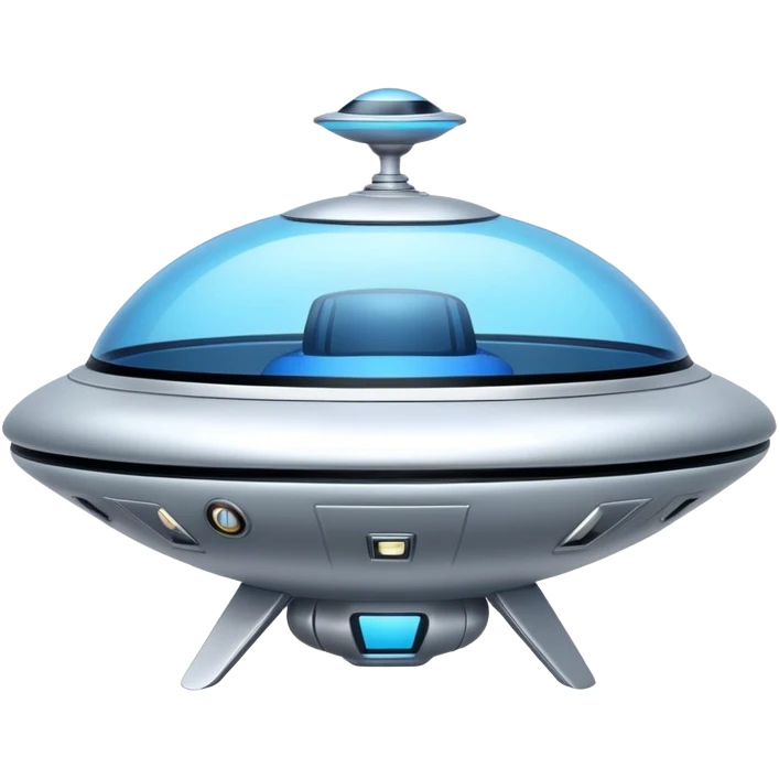 sliver color Ufo minimal design, and with a blue glass cockpit emoji