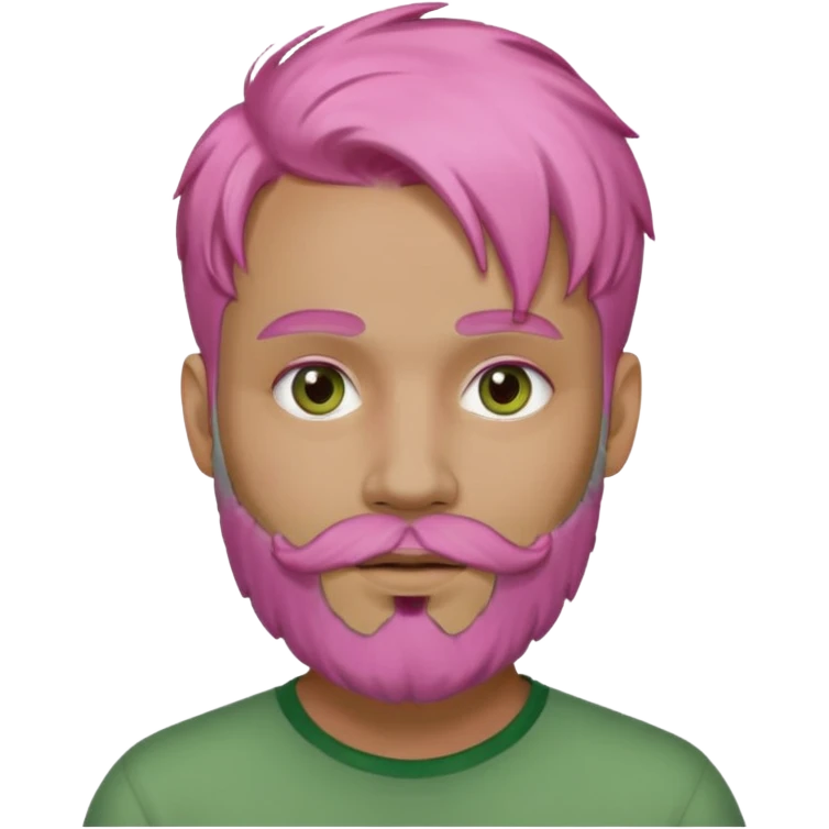 pink haired man with full full face green clay mask and beard emoji