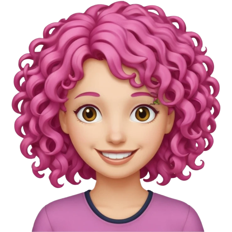curly pink hair woman emoji