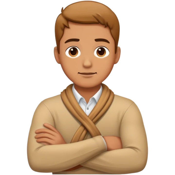 Man crossing his arms across his neck emoji