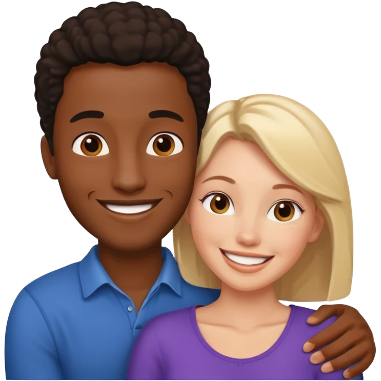 Romance - feeling of excitement associated with love - black man and white woman together emoji
