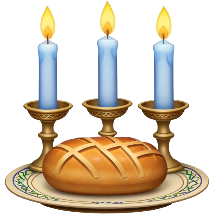 Shabbat two candles and hala bread  emoji