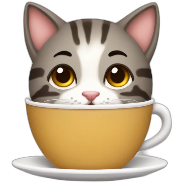 Quero um gatinho tomando cafe emoji