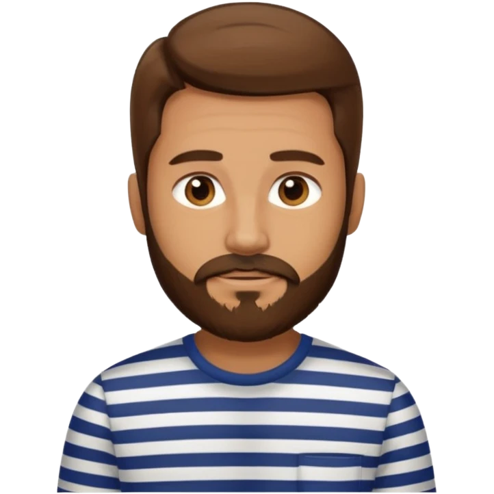 striped shirt with long hair and beard no moustache emoji