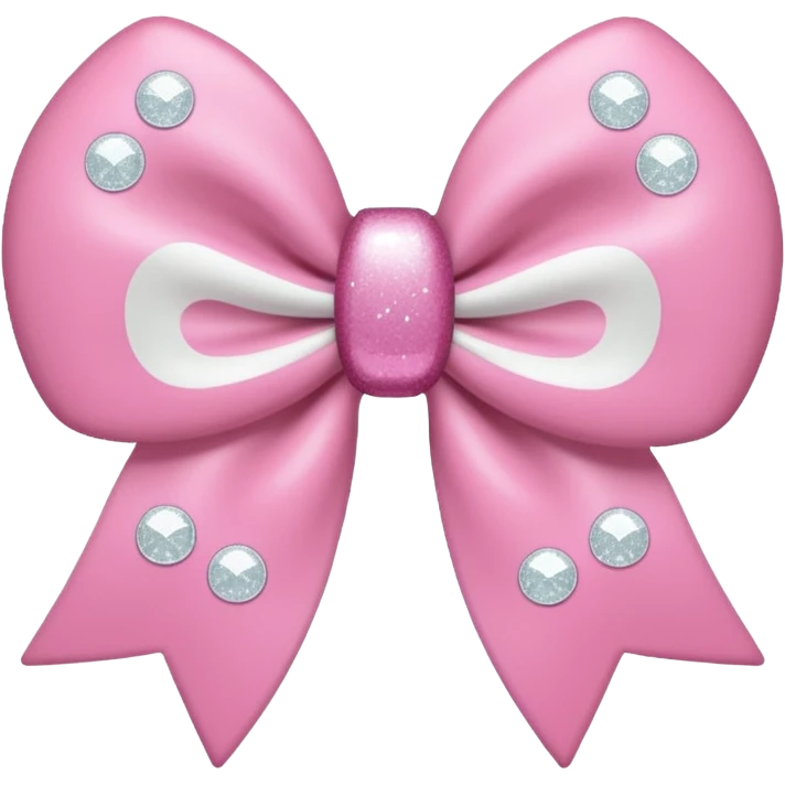 a bow in light pink with half white cheeks, emoji style, with a small sparkle emoji