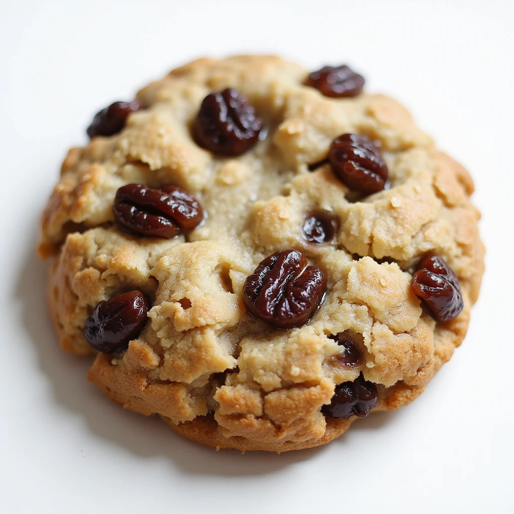 realistic oatmeal raisin cookie, photorealistic style emoji