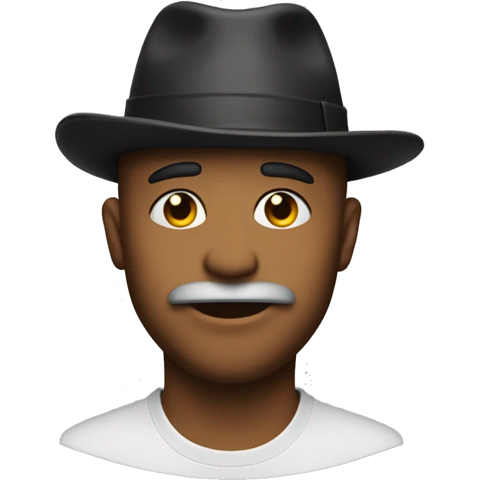 Bitting lip with a L on his chin and a hat to the side   emoji