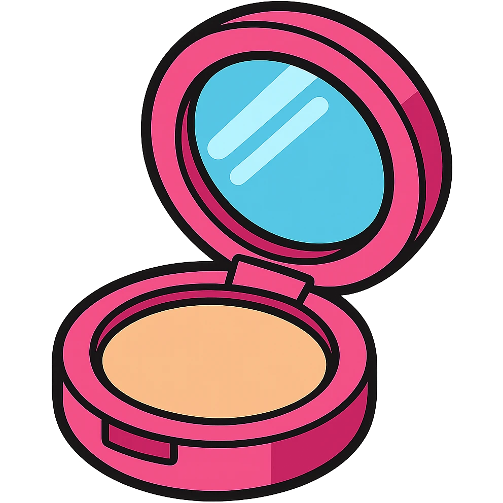 vibrant toon style pink powder compact emoji