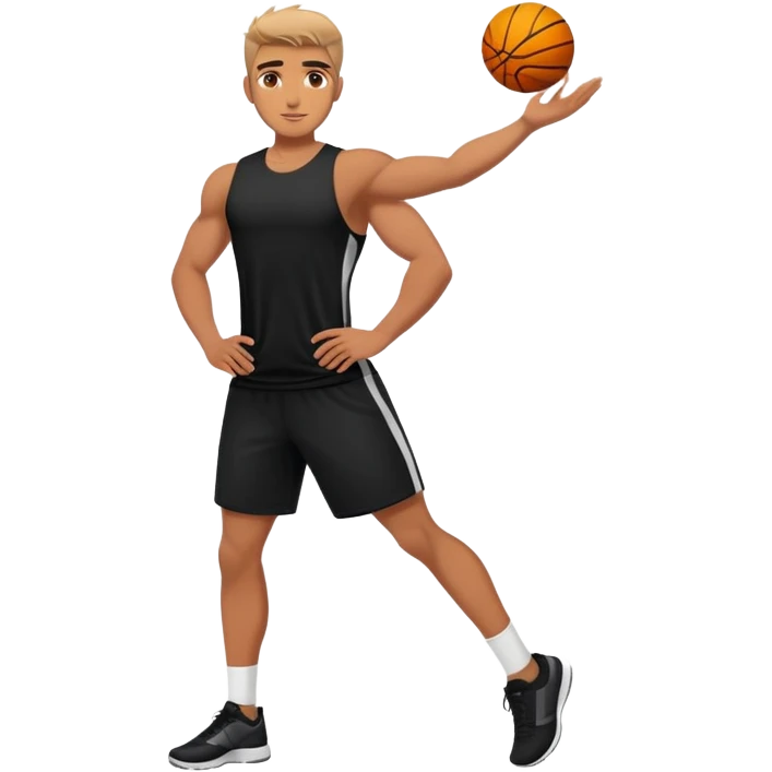 Athletic guy in sporty black clothes. emoji
