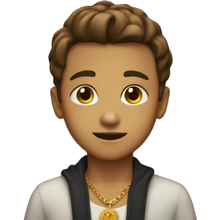 boy with necklace and brown eyes emoji