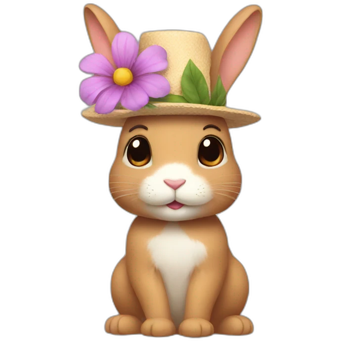 A bunny with a flower hat emoji